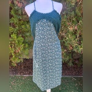 Women’s Maurices Teal and White Floral Crotched Trim Dress size Xl